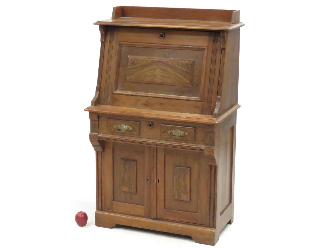 AESTHETIC CARVED WALNUT DROP-FRONT DESK WITH FITTED (1 of 3)