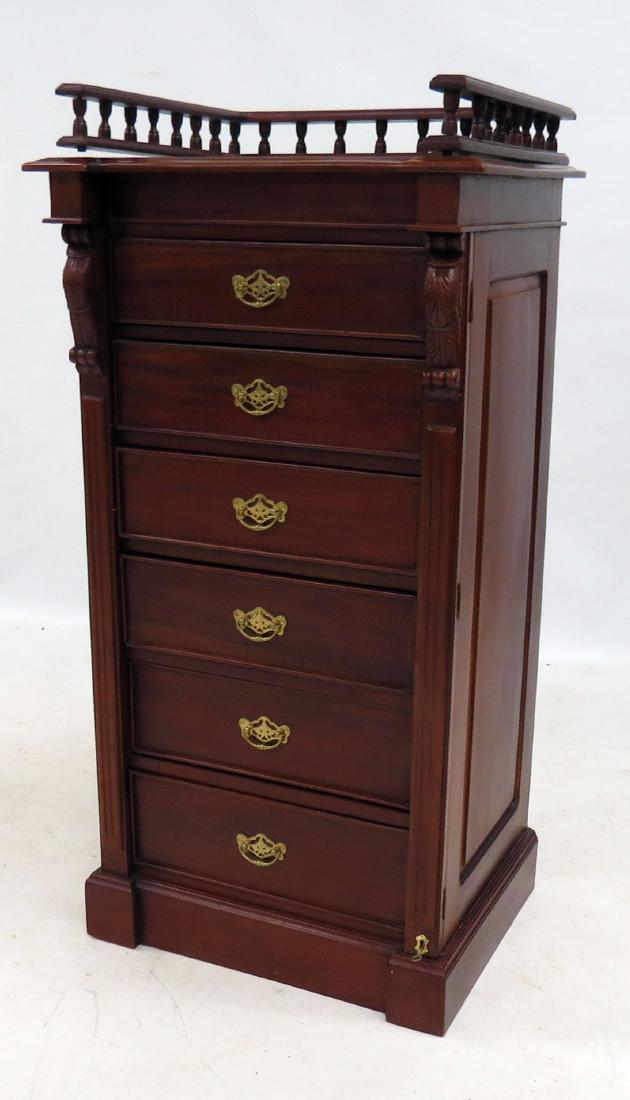 FRENCH STYLE CARVED MAHOGANY SIDE-LOCK CHEST OF (1 of 3)