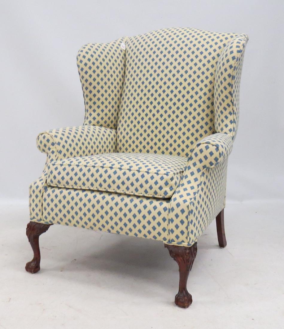 CHIPPENDALE STYLE WING-BACK ARMCHAIR, 20TH CENTURY (1 of 3)