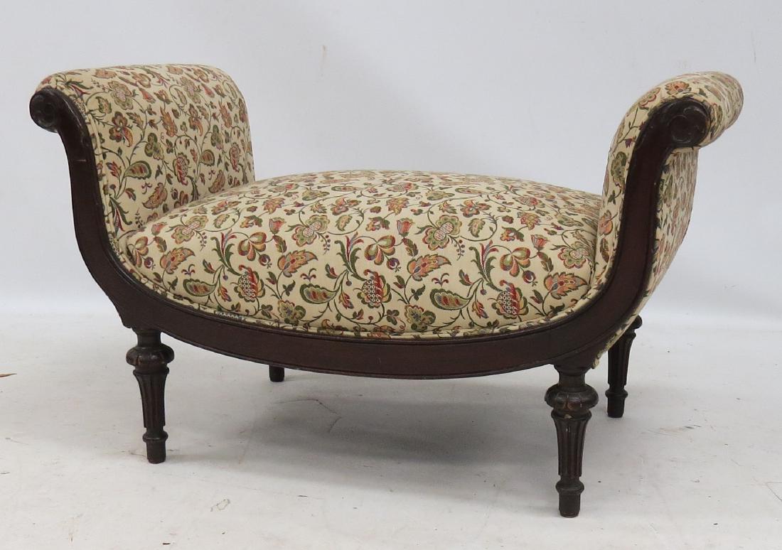 CLASSICAL STYLE MAHOGANY CARVED UPHOLSTERED BENCH, 19TH (1 of 3)