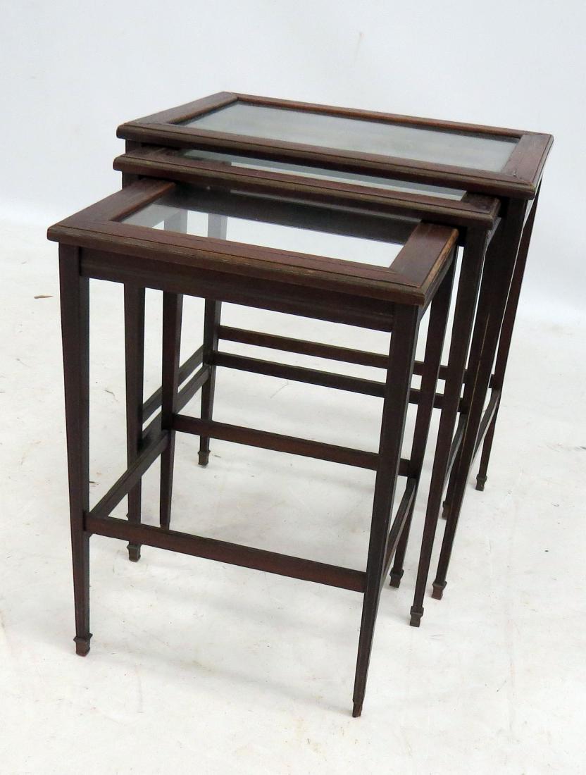 SET (3) HEPPLEWHITE STYLE INLAID MAHOGANY STACKING (1 of 3)