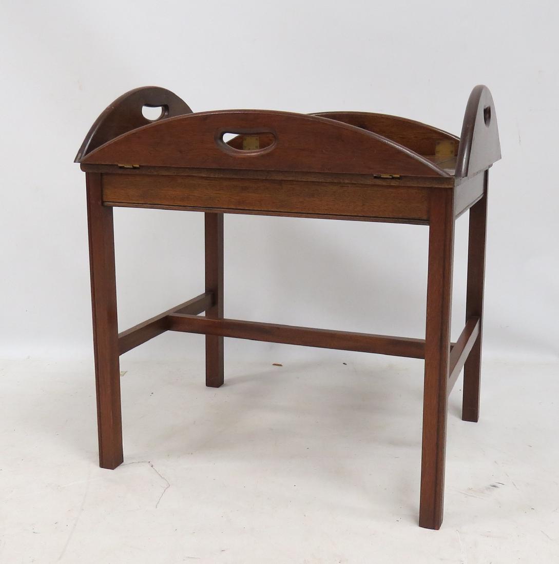 CHIPPENDALE STYLE MAHOGANY REMOVABLE TRAY ON STAND. (1 of 3)