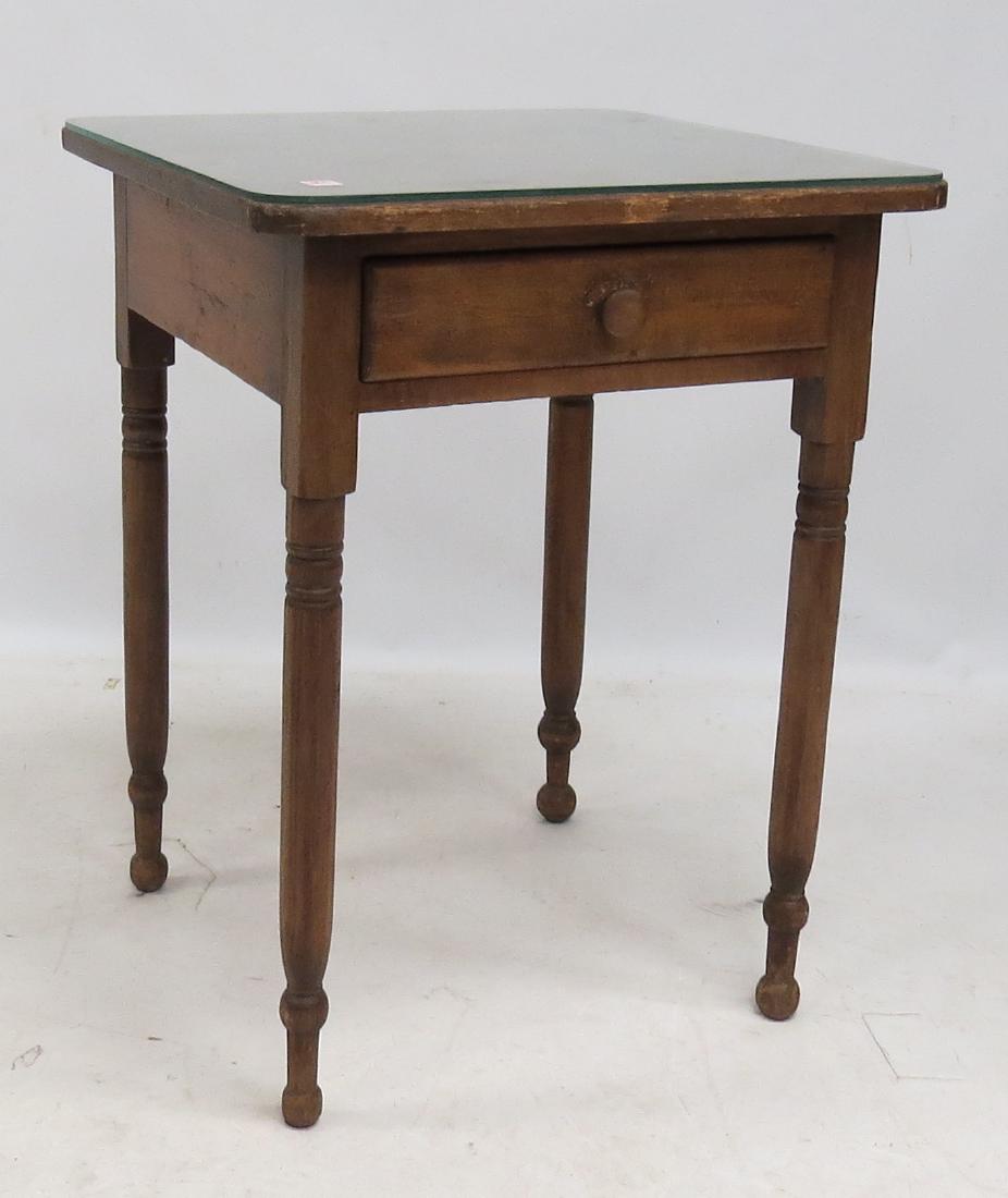 COUNTRY PINE SINGLE-DRAWER WORK TABLE WITH PLATE GLASS (1 of 2)