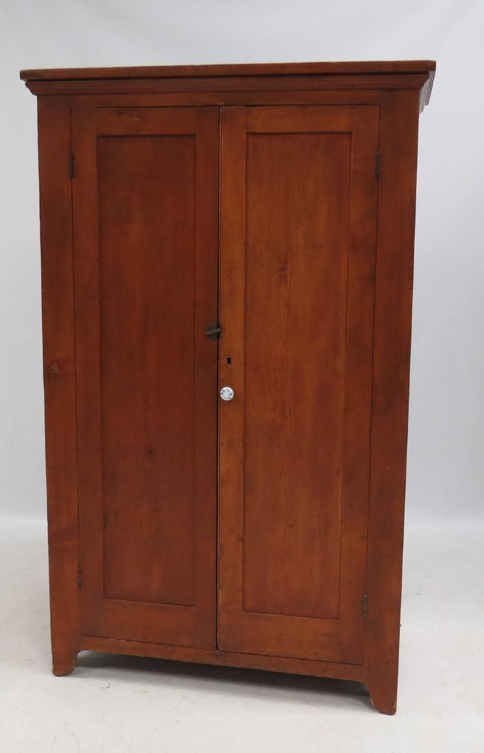 COUNTRY PINE DOUBLE DOOR CABINET, 19TH CENTURY. HEIGHT (1 of 3)