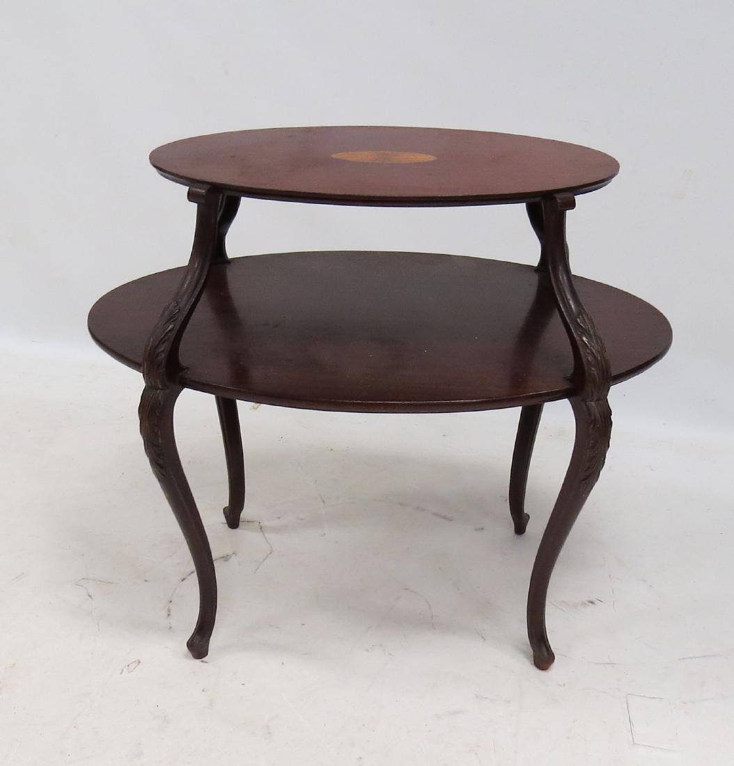 FRENCH STYLE MAHOGANY CARVED AND INLAID DOUBLE-TIER (1 of 5)