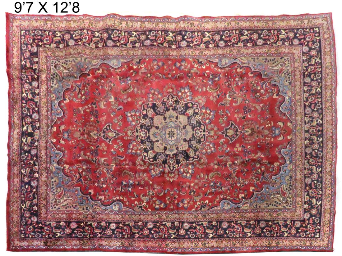 OLD IRAN CARPET. 9'7 X 12'8": OLD IRAN CARPET. 9'7 X 12'8"