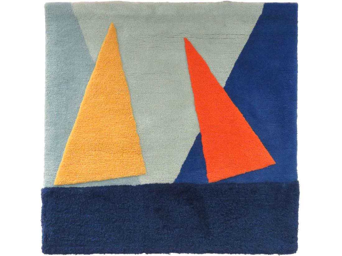 FRANCO COSTA (ITALIAN 1934-), DESIGN FOR KASTHALL: FRANCO COSTA (ITALIAN 1934-), DESIGN FOR KASTHALL ATELJE, WOVEN WALL HANGING "DANS PA KATTEGATT", SIGNED & TITLED #1/8. 51 X 51"