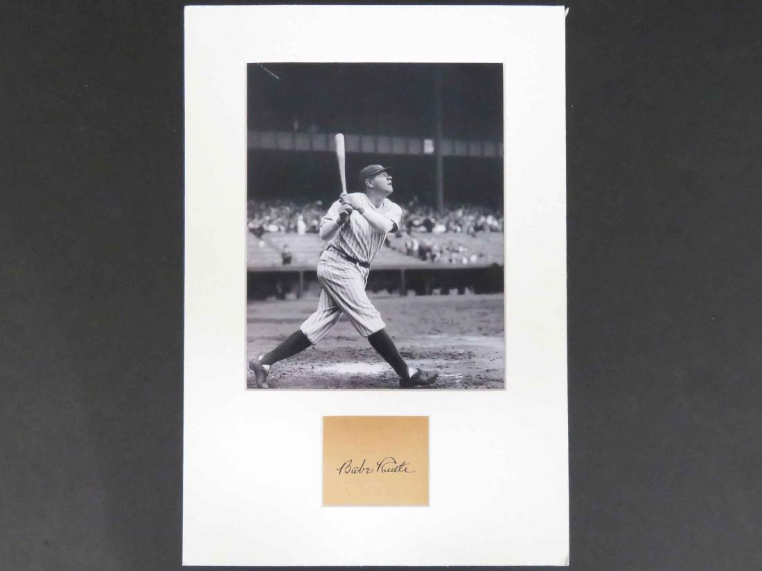 INK ON BROWN PAPER, AUTOGRAPH BABE RUTH. SIGHT 2 3/8 X: INK ON BROWN PAPER, AUTOGRAPH BABE RUTH. SIGHT 2 3/8 X 2 3/4" (UNAUTHENTICATED)