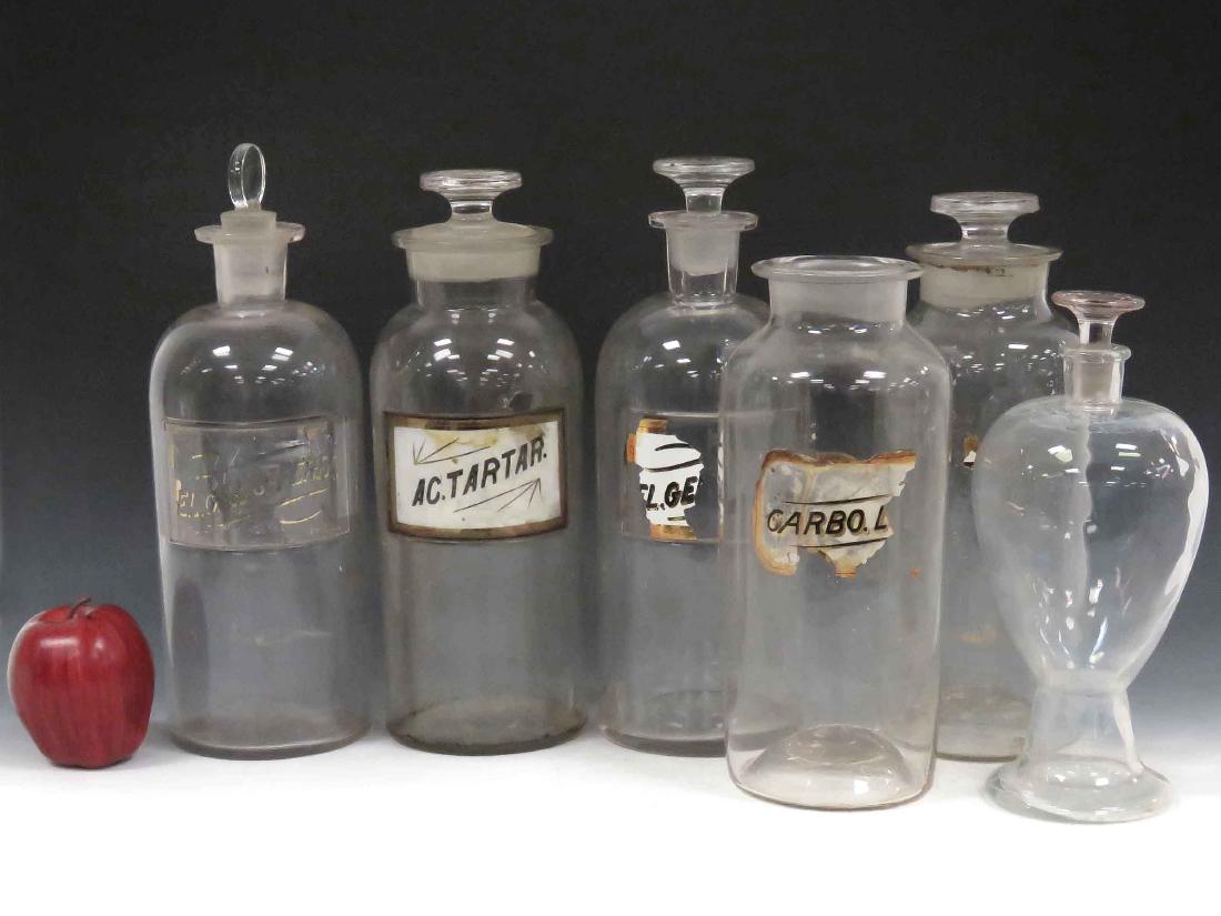 LOT (6) ASSORTED VINTAGE APOTHECARY JARS. HEIGHT 10: LOT (6) ASSORTED VINTAGE APOTHECARY JARS. HEIGHT 10 1/2-13 1/2"