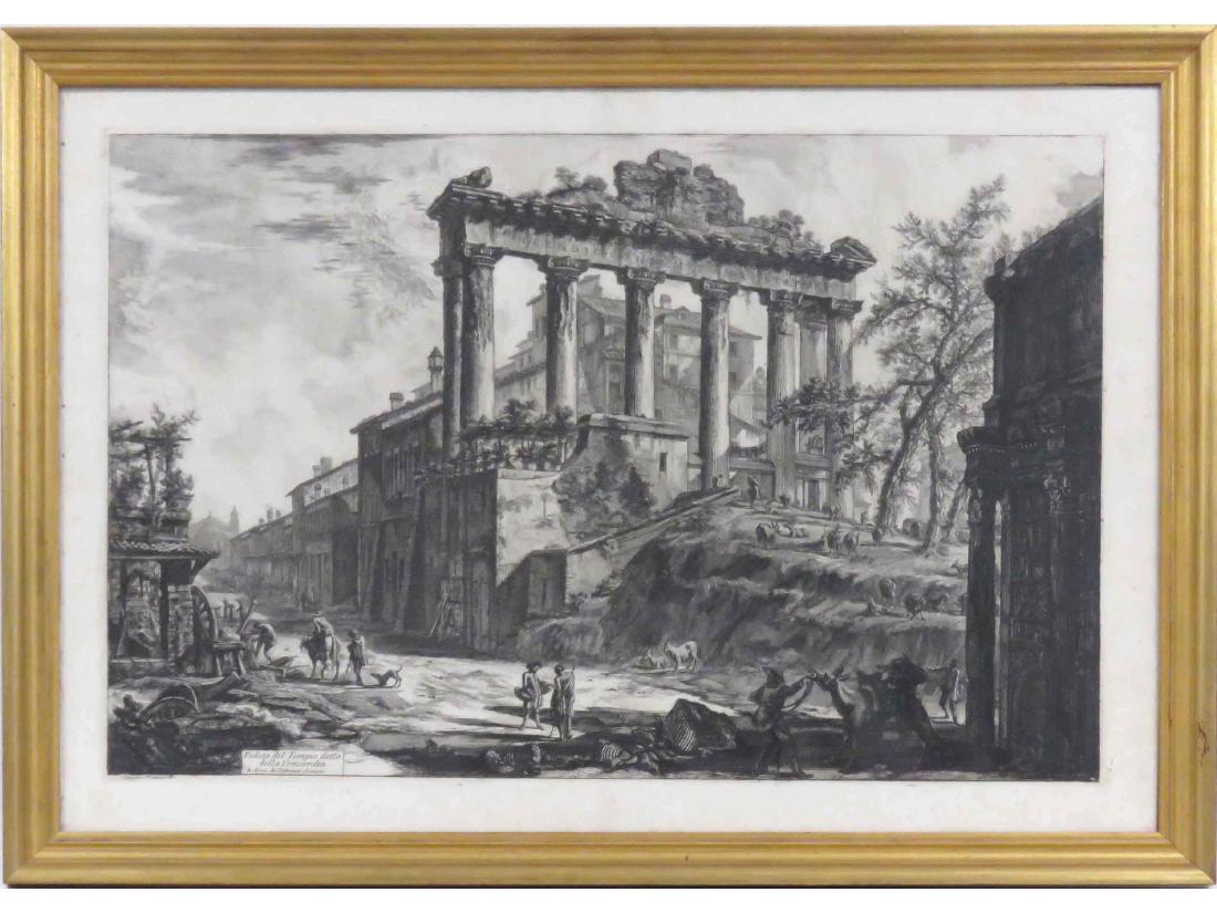 GIOVANNI BATTISTA PIRANESI (ITALIAN 1720-1778),: GIOVANNI BATTISTA PIRANESI (ITALIAN 1720-1778), ETCHING, "VEDUTA DEL TEMPIODETTO DELLA CONCORDIA". SIGHT 21 X 30 1/4"; FRAMED AND GLAZED 24 X 33 1/2"