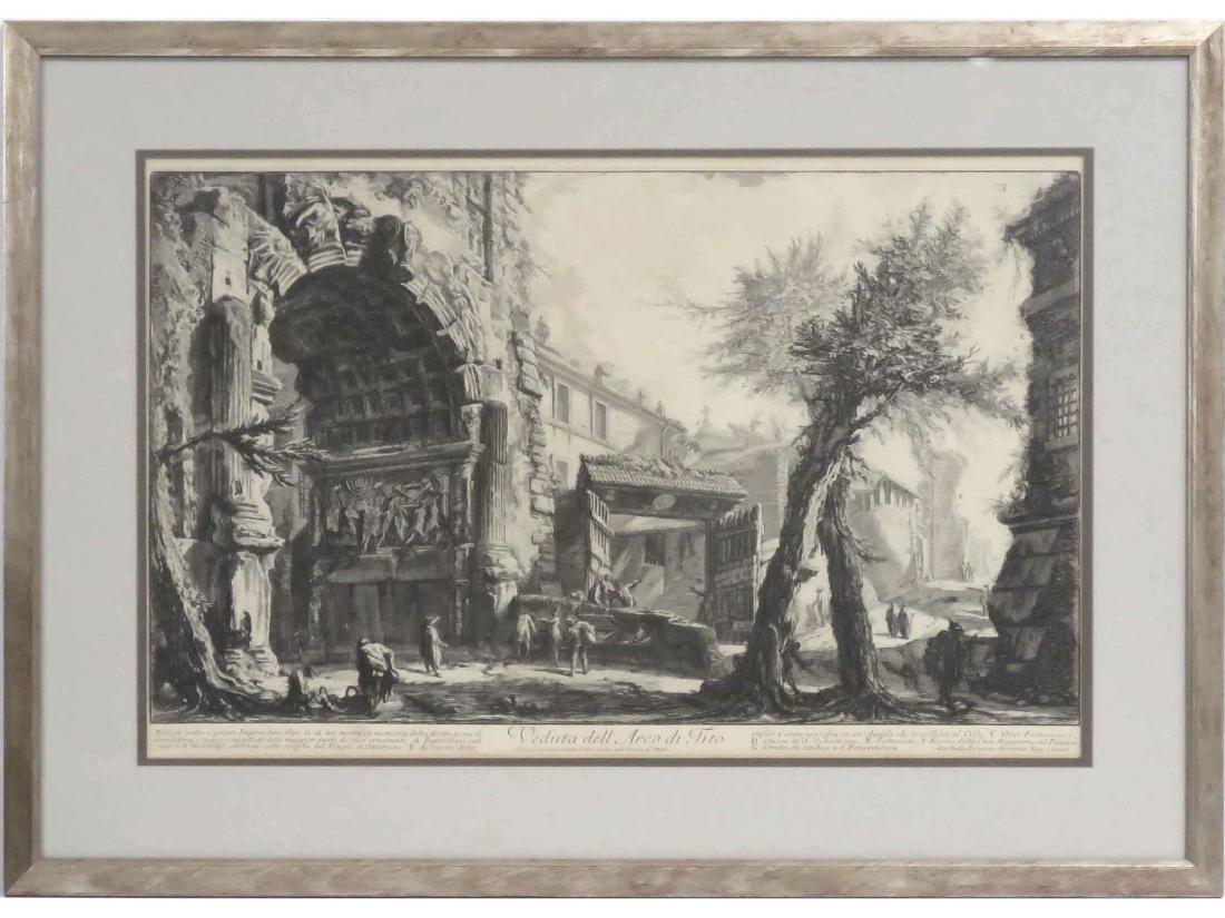 AFTER GIOVANNI PIRANESI (ITALIAN 1720-1778), ETCHING,: AFTER GIOVANNI PIRANESI (ITALIAN 1720-1778), ETCHING, "VEDTA DELL ARCO DI TITO". PLATE 16 X 24 1/2"; (FOCILLON 756; HIND 54.55 II/V) FRAMED AND GLAZED-24 X 32"