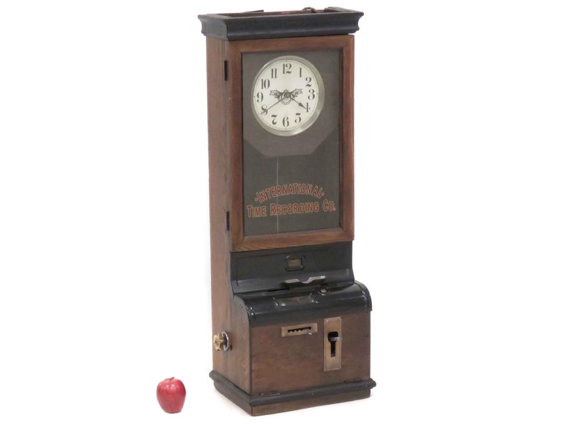 SESSIONS/INTERNATIONAL TIME RECORDING CO. OAK CASE TIME: SESSIONS/INTERNATIONAL TIME RECORDING CO. OAK CASE TIME CLOCK. HEIGHT 40"