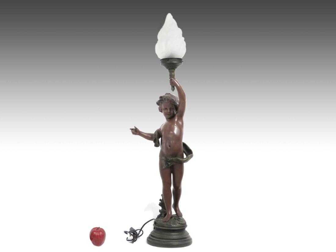 AFTER MOREAU, COMPOSITION NEWEL POST FIGURAL LAMP. (1 of 4)