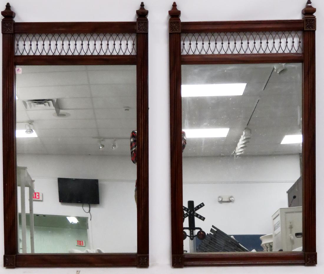 PAIR CLASSICAL STYLE CARVED FRUITWOOD MIRRORS (1 of 1)