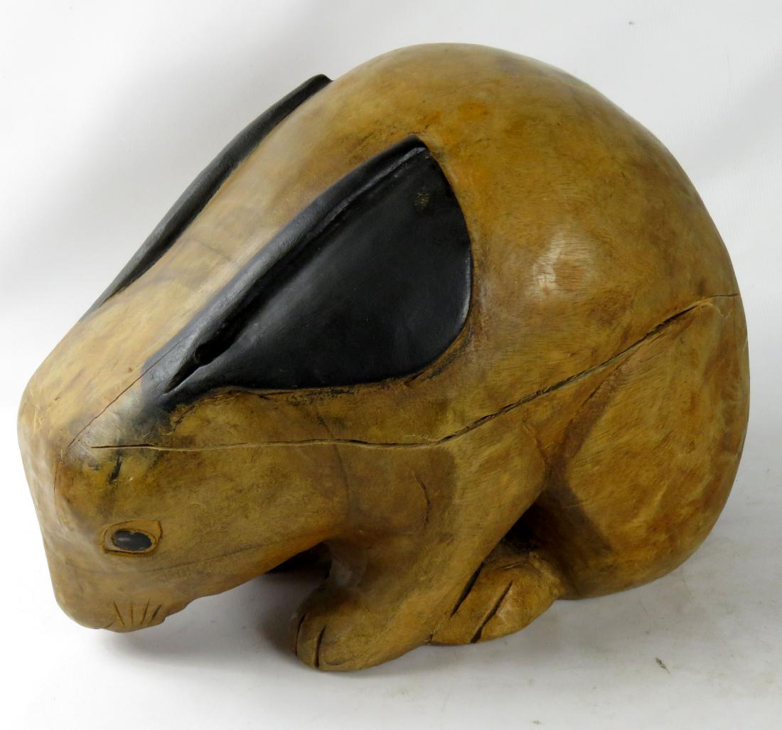 CARVED FOLK ART RABBIT. HEIGHT 12 1/2"; LENGTH 17" (1 of 1)