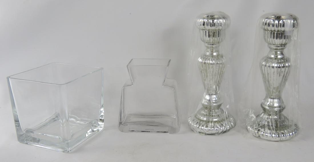 LOT INCLUDING PAIR MERCURY GLASS CANDLESTICKS & (2) (1 of 1)