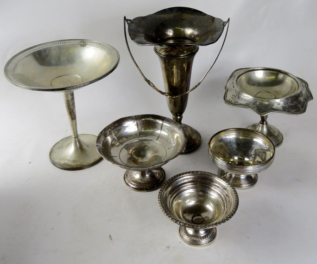 LOT ASSORTED STERLING INCLUDING COMPOTES, VASE, ETC (1 of 1)
