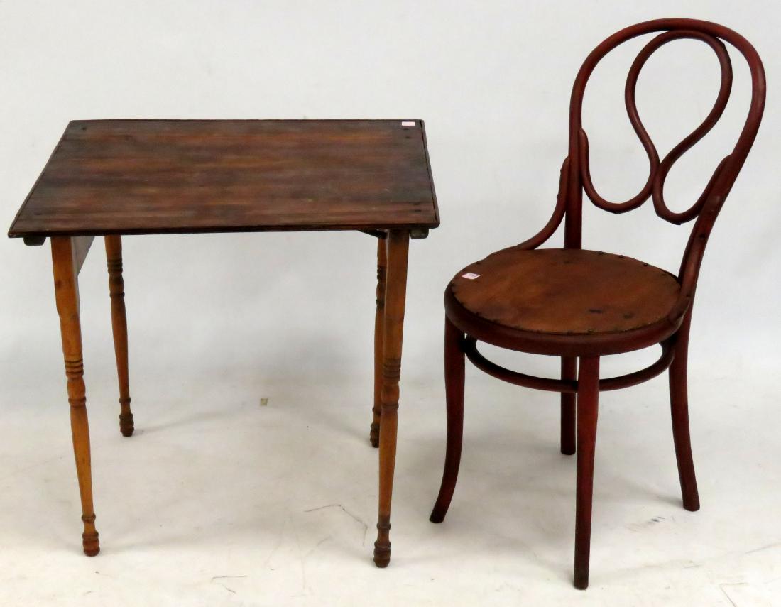 LOT (2) INCLUDING OAK FOLDING TABLE AND THONET CHAIR (1 of 1)