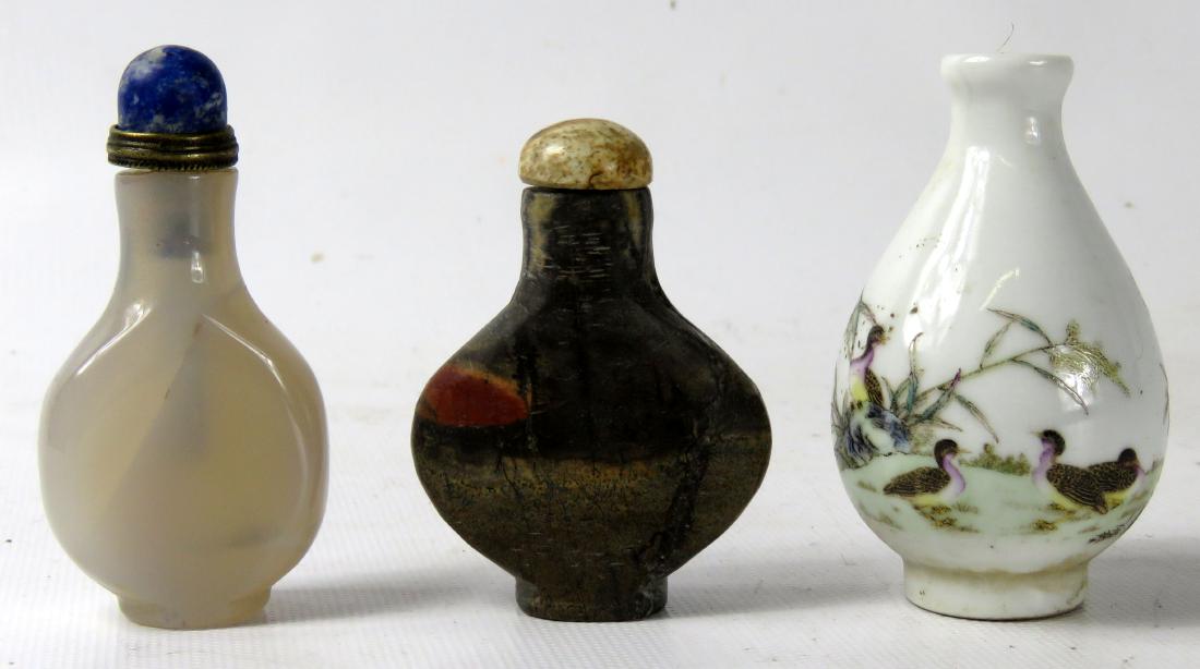 LOT (3) CHINESE SNUFF BOTTLES INCLUDING STONE, AGATE & (1 of 1)