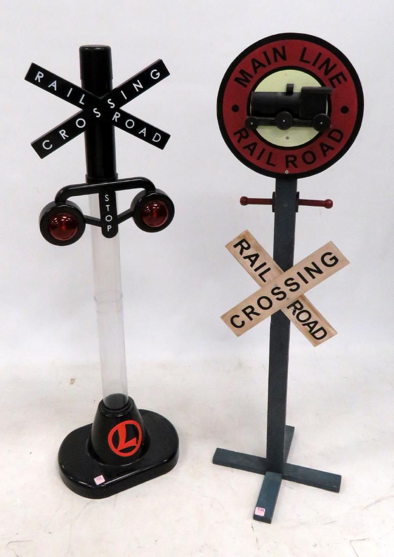 LOT (2) MODEL RAIL ROAD CROSSING SIGNS. HEIGHT 48" (1 of 1)