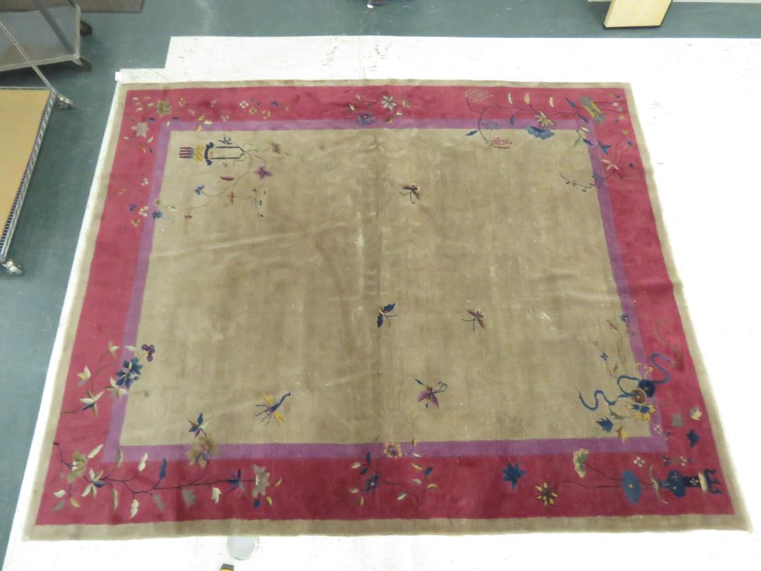 ANTIQUE CHINESE NICHOLS CARPET. 9 X 11'6" (1 of 1)