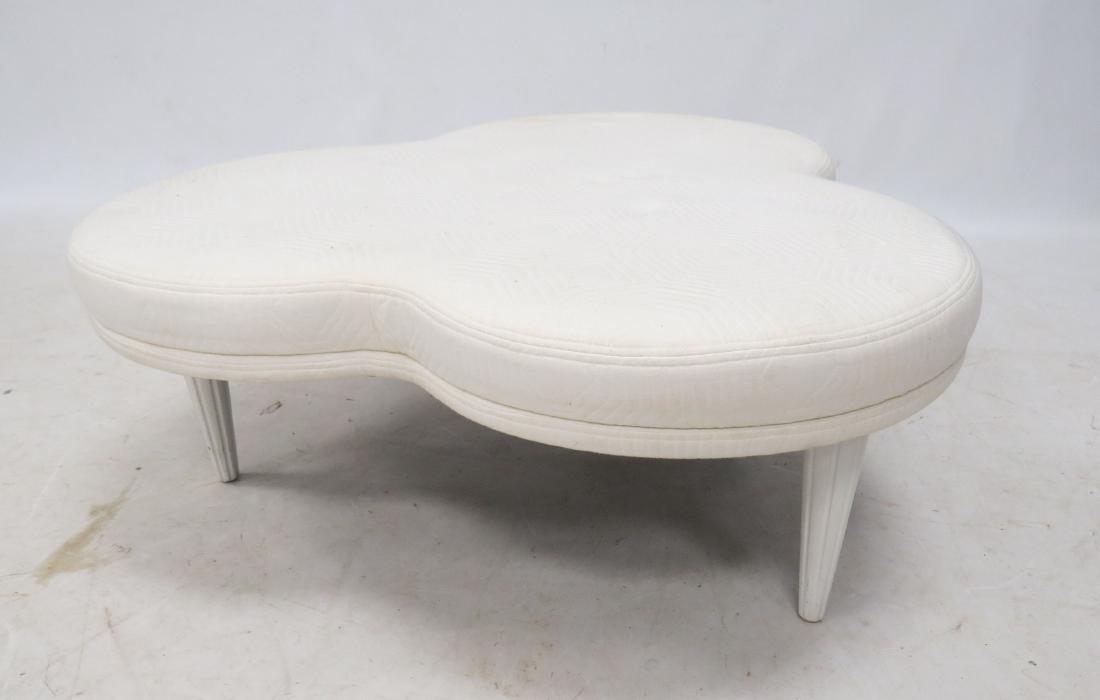 DESIGNER TRI-FOIL FORM OTTOMAN. HEIGHT 14"; DIAMETER (1 of 2)