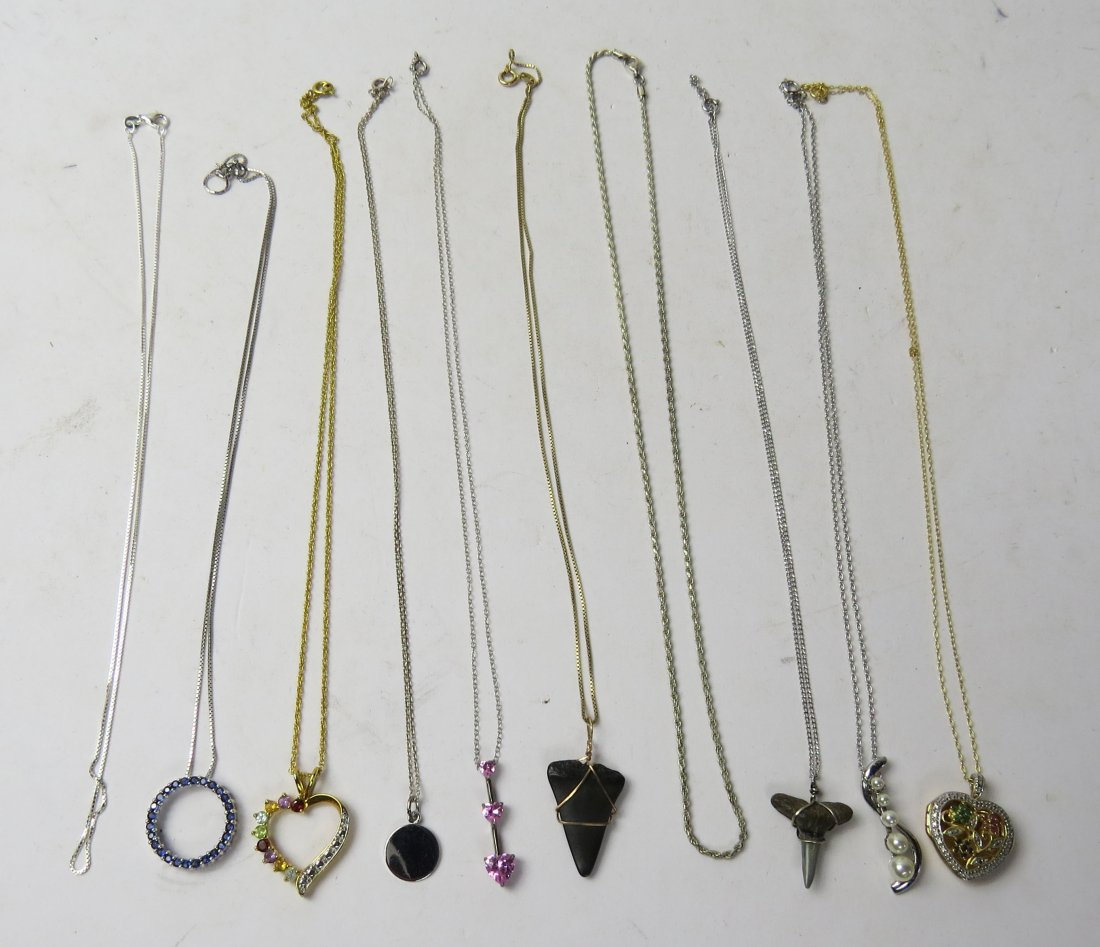 ASSORTED LOT (10) STERLING/GEM SET PENDANT/CHAIN (1 of 4)