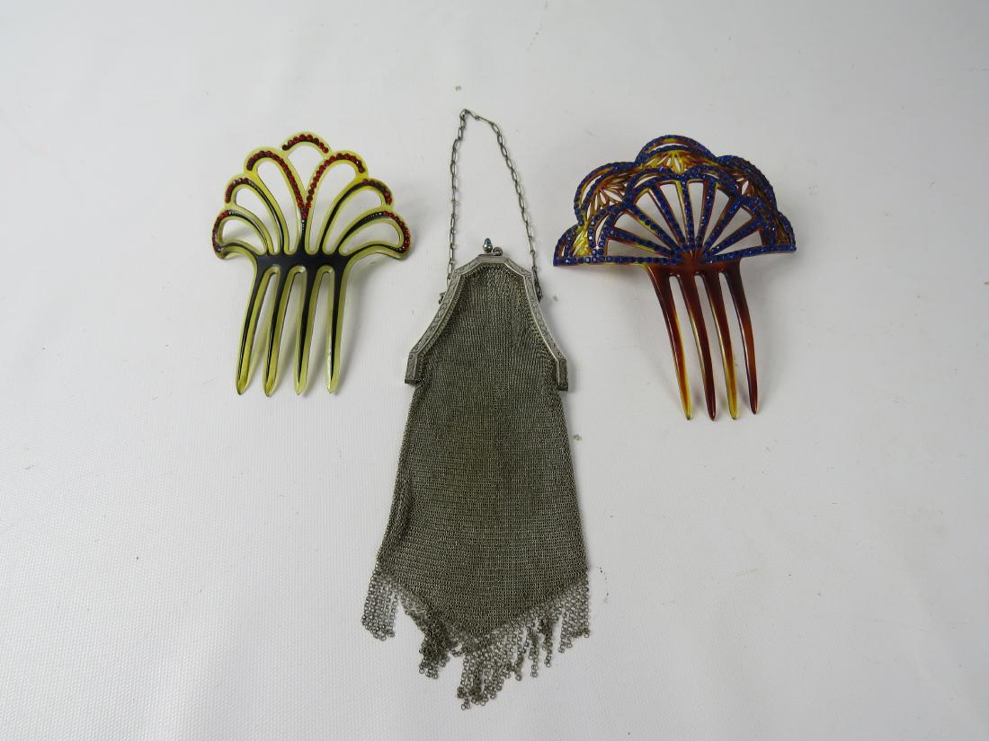 LOT (3) INCLUDING WHITING & DAVIS SILVER MESH HANDBAG, (1 of 1)