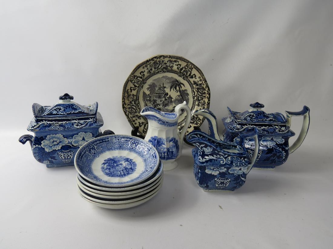 LOT ANTIQUE TRANSFER DECORATED PORCELAIN/IRONSTONE (1 of 5)