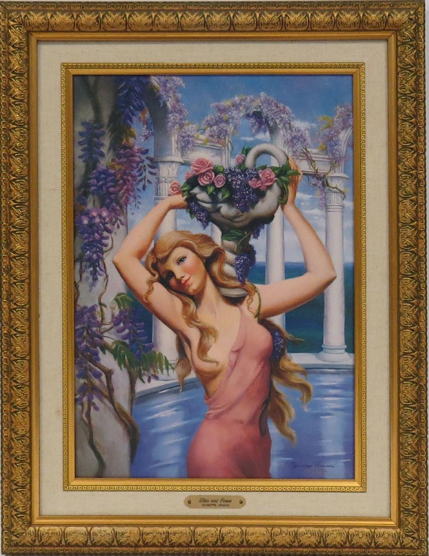 GIUSEPPE ARMANI (ITALIAN 20TH CENTURY), GICLEE, "LILAC: GIUSEPPE ARMANI (ITALIAN 20TH CENTURY), GICLEE, "LILAC AND ROSES", SIGNED 171/300. 14 X 20"; FRAMED 27 X 21"