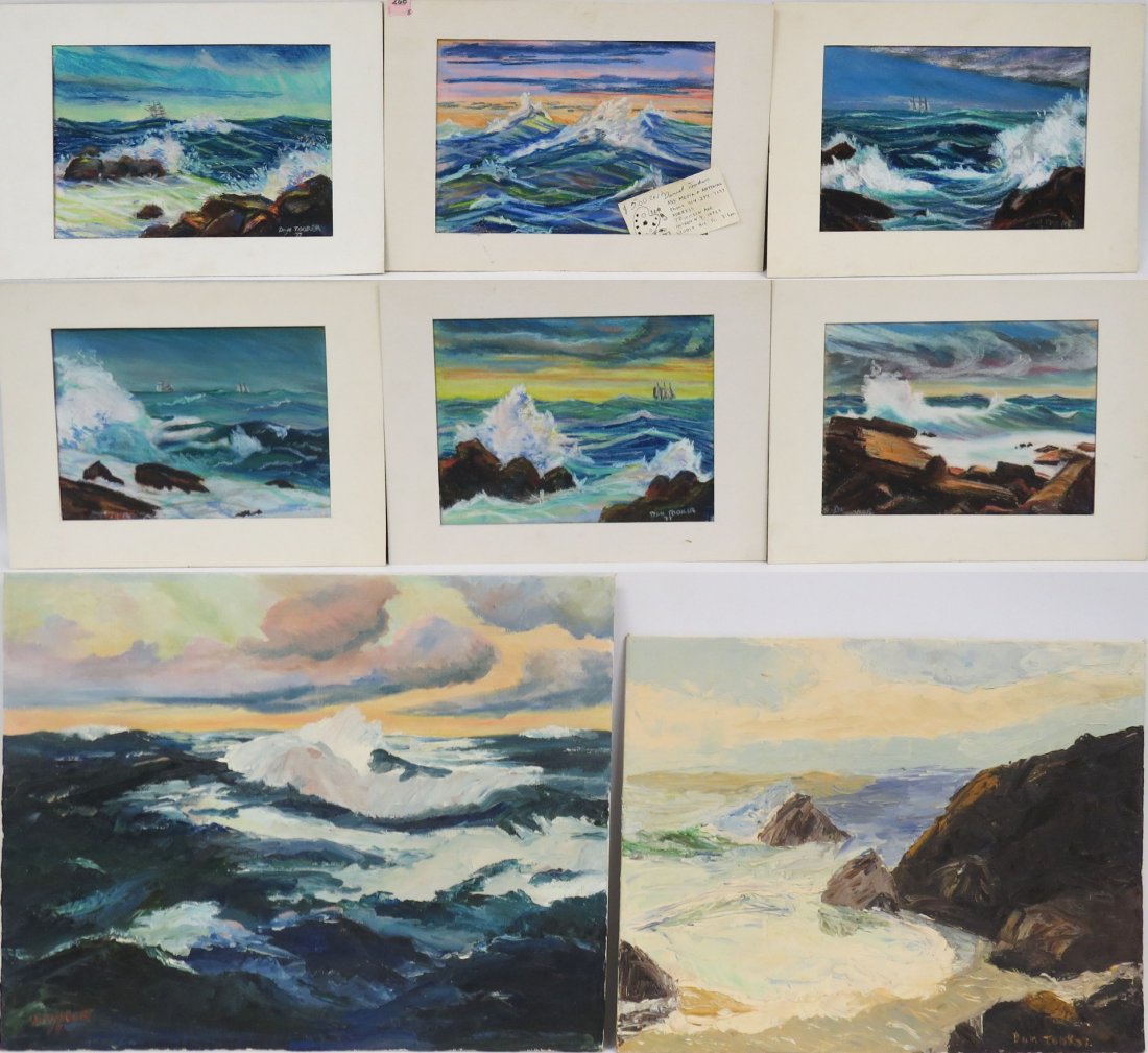 DANIEL TOOKER (AMERICAN 20TH CENTURY), LOT (7) ASSORTED: DANIEL TOOKER (AMERICAN 20TH CENTURY), LOT (7) ASSORTED OIL ON CANVAS BOARD & PASTEL, SEASCAPES