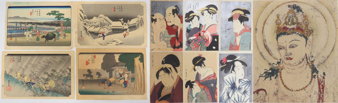 LOT (11) ASSORTED JAPANESE WOODBLOCK PRINTS INCLUDING (1 of 4)