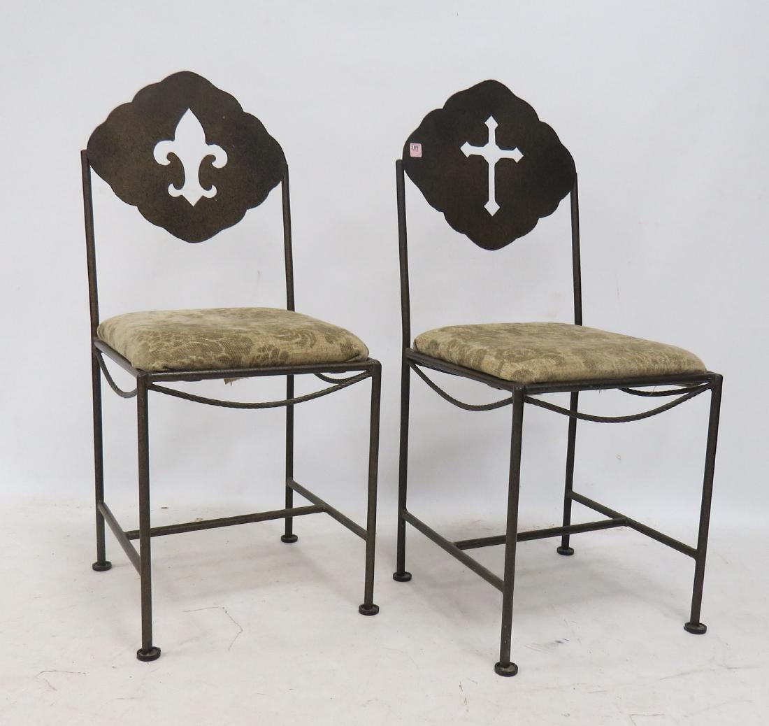 PAIR WROUGHT IRON SIDE CHAIRS (1 of 2)