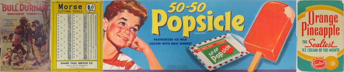 LOT (4) ASSORTED ADVERTISING SIGNS INCLUDING STEEL, (1 of 4)