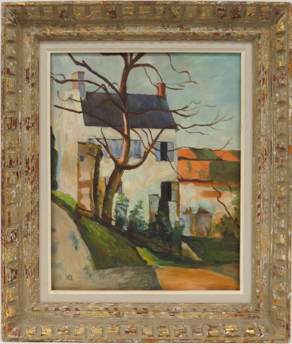 CONTINENTAL SCHOOL (20TH CENTURY), OIL ON CANVAS, WHITE: CONTINENTAL SCHOOL (20TH CENTURY), OIL ON CANVAS, WHITE HOUSE, SIGNED (INITIALS) HB. 20 X 16"; FRAMED 26 1/2 X 22 1/2"
