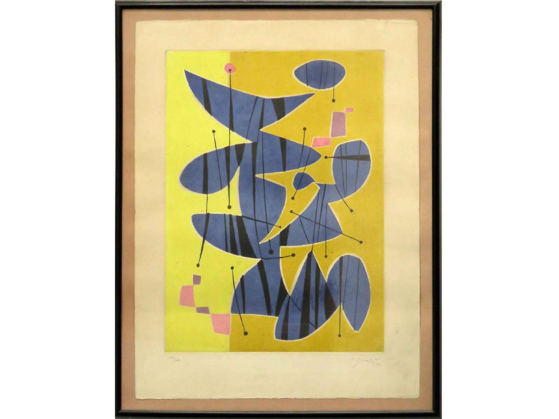 GUSTAVE SINGIER (FRENCH 1909-1984), ETCHING & AQUATINT,: GUSTAVE SINGIER (FRENCH 1909-1984), ETCHING & AQUATINT, LA GITONE (THE GYPSY), SIGNED #64/100, 1953. PLATE 20 3/4 X 15 1/4"; FRAMED & GLAZED-29 X 23"