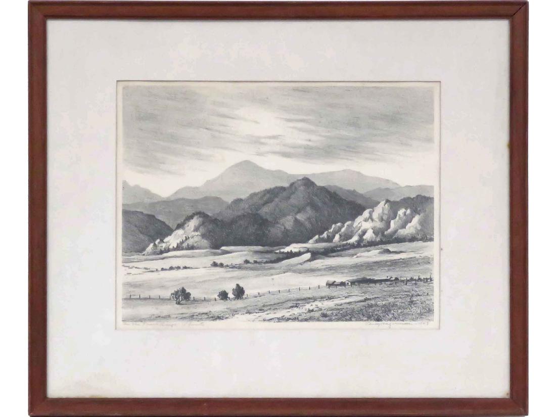 PERCY HAGERMAN (AMERICAN 1869-1950), WESTERN: PERCY HAGERMAN (AMERICAN 1869-1950), WESTERN LITHOGRAPH, "ON THE FRONT RANGE", ED OF 15, SIGNED & TITLED 1943. SIGHT 10 1/2 X 13 1/4"; FRAMED & GLAZED-17 X 20"