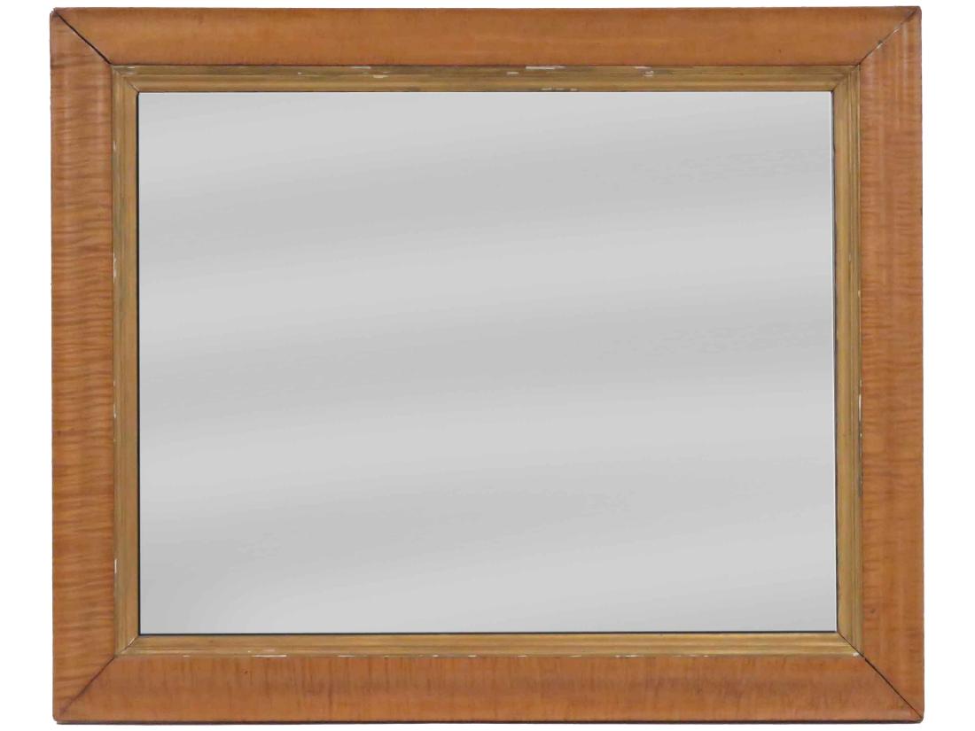 TIGER MAPLE OGEE FRAMED MIRROR, 19TH CENTURY. 31 X 37": TIGER MAPLE OGEE FRAMED MIRROR, 19TH CENTURY. 31 X 37"