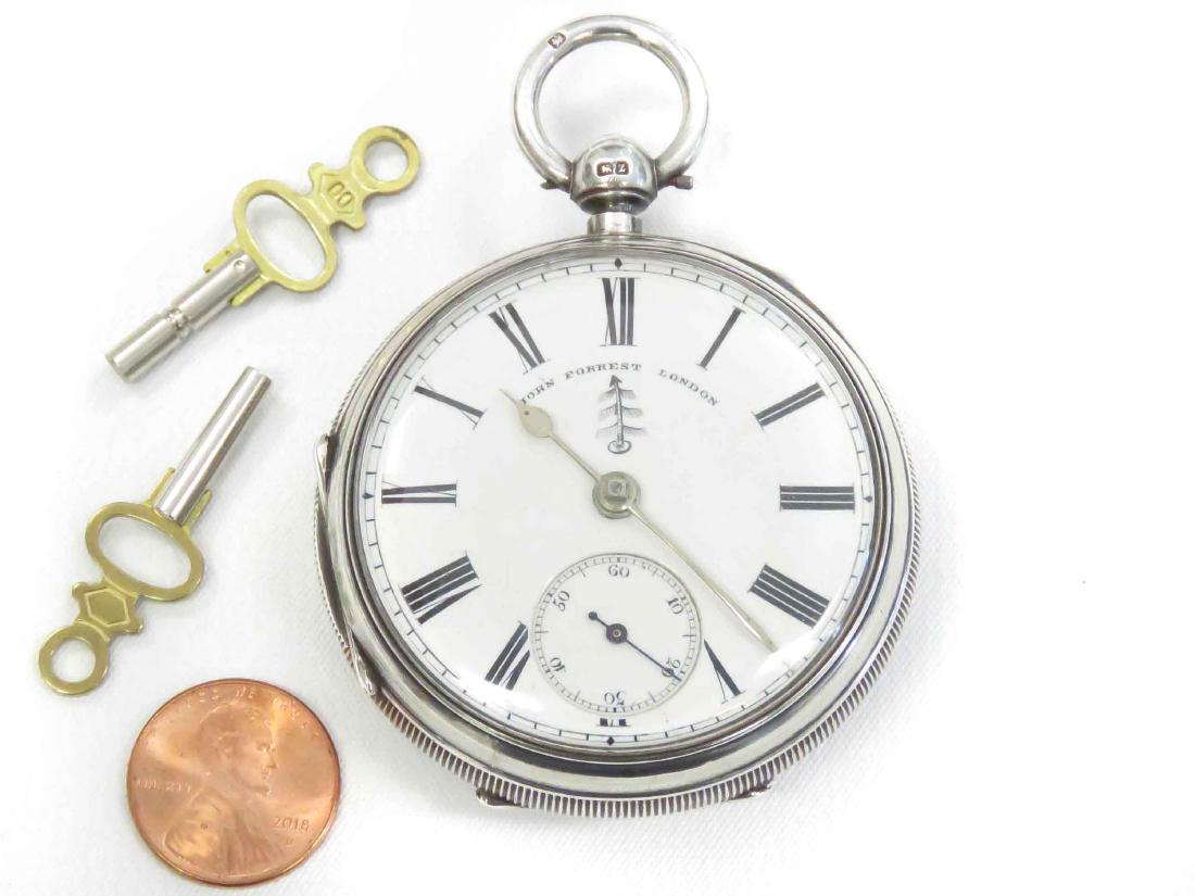 VINTAGE JOHN FORREST, LONDON (WATCHMAKERS TO THE: VINTAGE JOHN FORREST, LONDON (WATCHMAKERS TO THE ADMIRALTY) SILVER OPEN-FACE FUZEE POCKET WATCH, 19TH CENTURY. 54MM