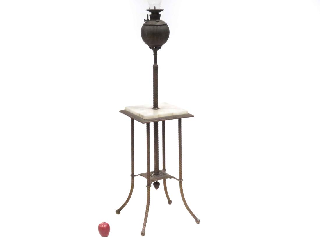 BRADLEY & HUBBARD BRASS & ONYX ADJUSTABLE PIANO LAMP,: BRADLEY & HUBBARD BRASS & ONYX ADJUSTABLE PIANO LAMP, 19TH CENTURY