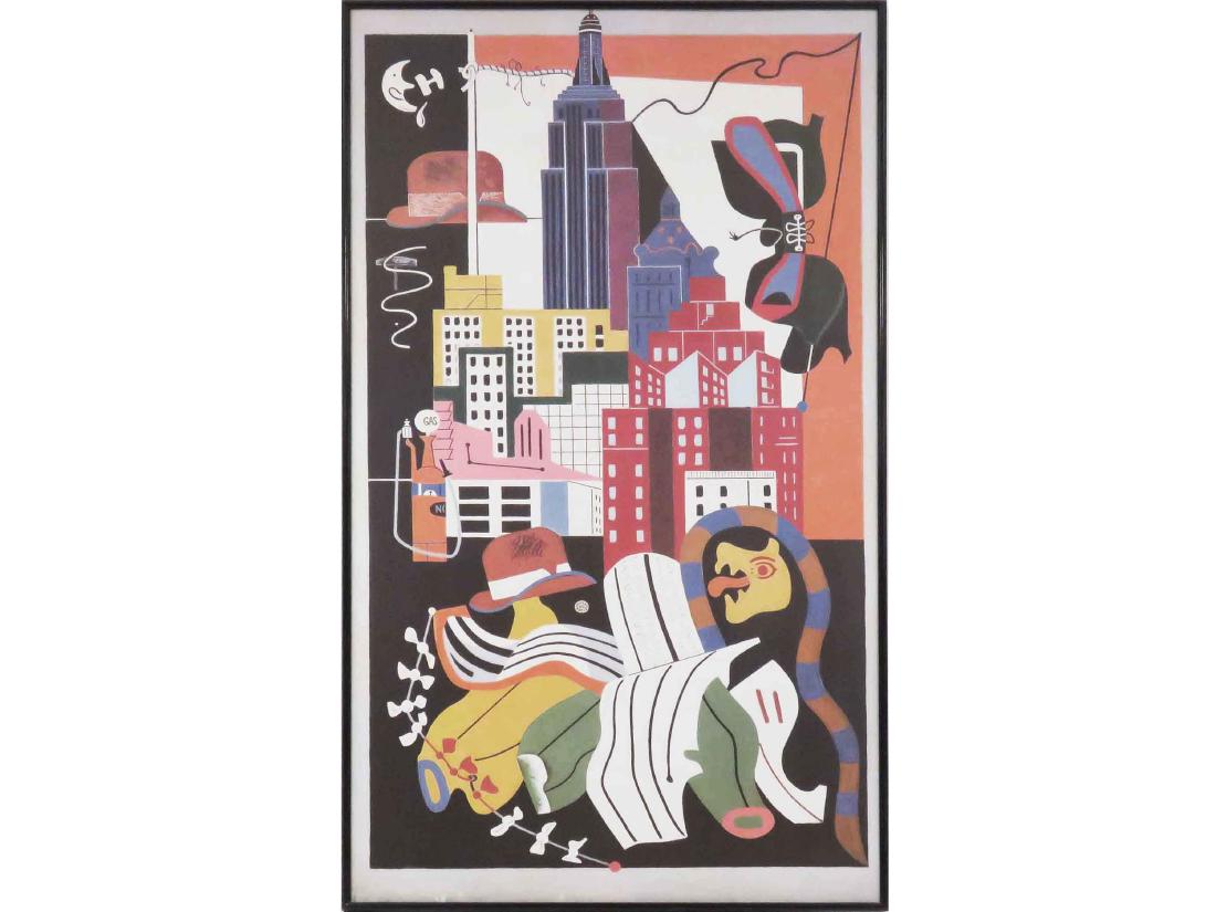 STUART DAVIS (AMERICAN 1892-1964), OFFSET LITHOGRAPH: STUART DAVIS (AMERICAN 1892-1964), OFFSET LITHOGRAPH EXHIBITION POSTER, "STUART DAVIS AMERICAN PAINTER", METROPOLITAN MUSEUM OF ART, 1991/92. SIGHT 38 X 21 1/2"; FRAMED & GLAZED-39 X 22 1/2"