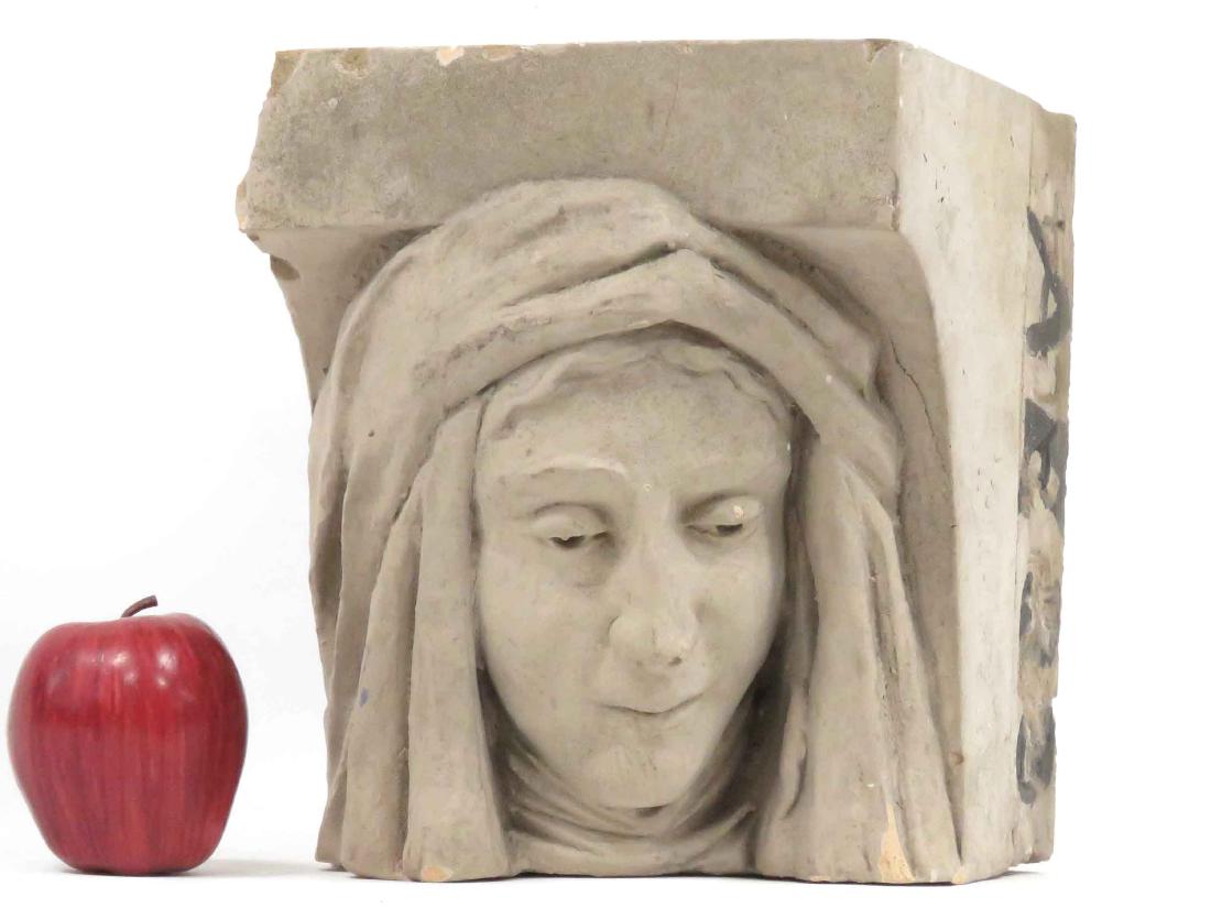 CAST STONE FIGURAL ARCHITECTURAL ELEMENT. HEIGHT 11";: CAST STONE FIGURAL ARCHITECTURAL ELEMENT. HEIGHT 11"; WIDTH 9"
