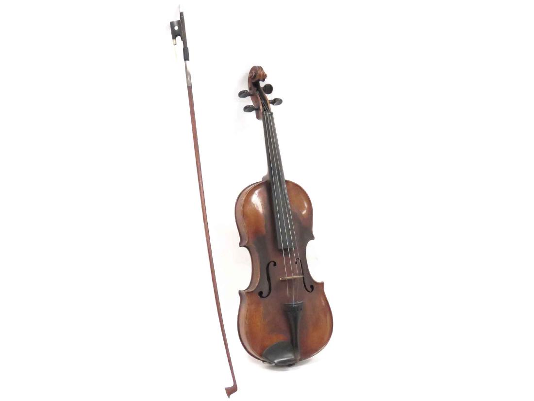JOH. BAPT SCHWEITZER, 1818 LABELED VIOLIN WITH AUGUSTE: JOH. BAPT SCHWEITZER, 1818 LABELED VIOLIN WITH AUGUSTE HERRMANN SILVER WRAP BOW & HARD CASE, 19TH CENTURY