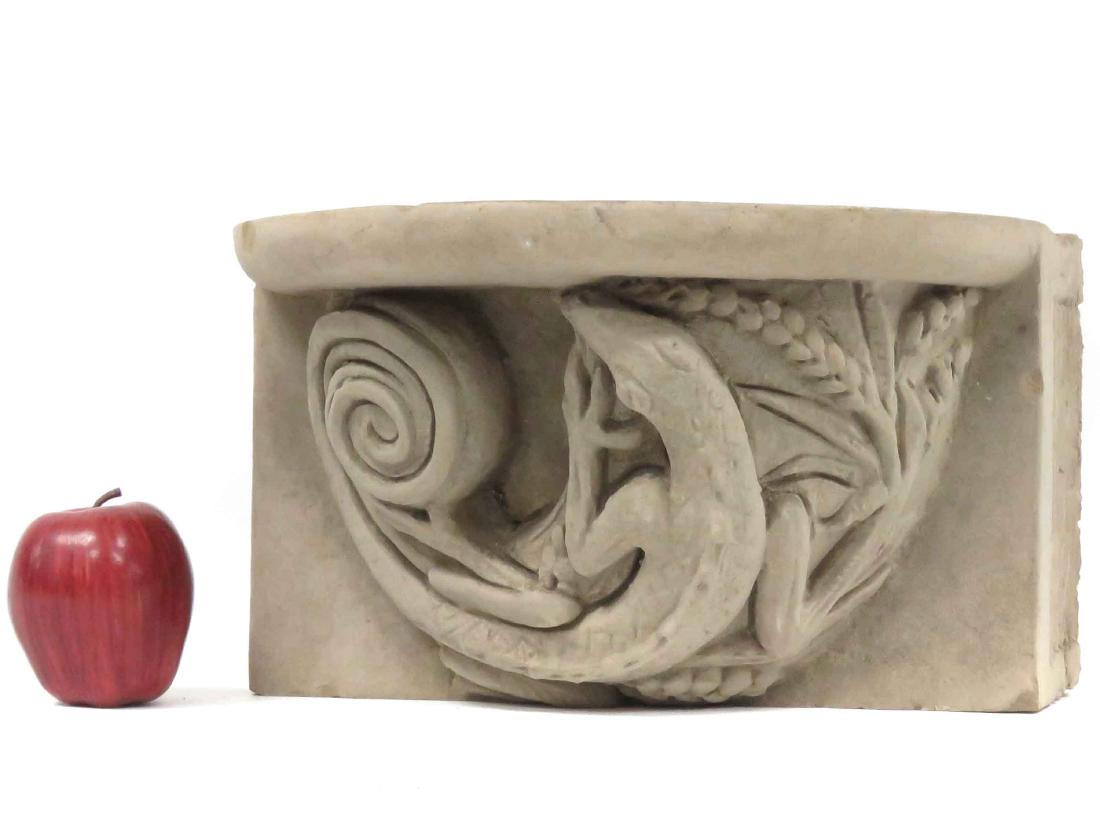 CAST STONE FIGURAL ARCHITECTURAL ELEMENT. HEIGHT 8";: CAST STONE FIGURAL ARCHITECTURAL ELEMENT. HEIGHT 8"; WIDTH 13 1/2"