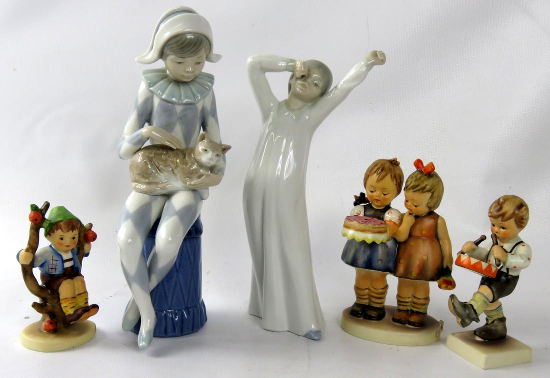 LOT (5) INCLUDING NAO FIGURINE, HARLEQUIN/CAT; ZAPHIN (1 of 2)