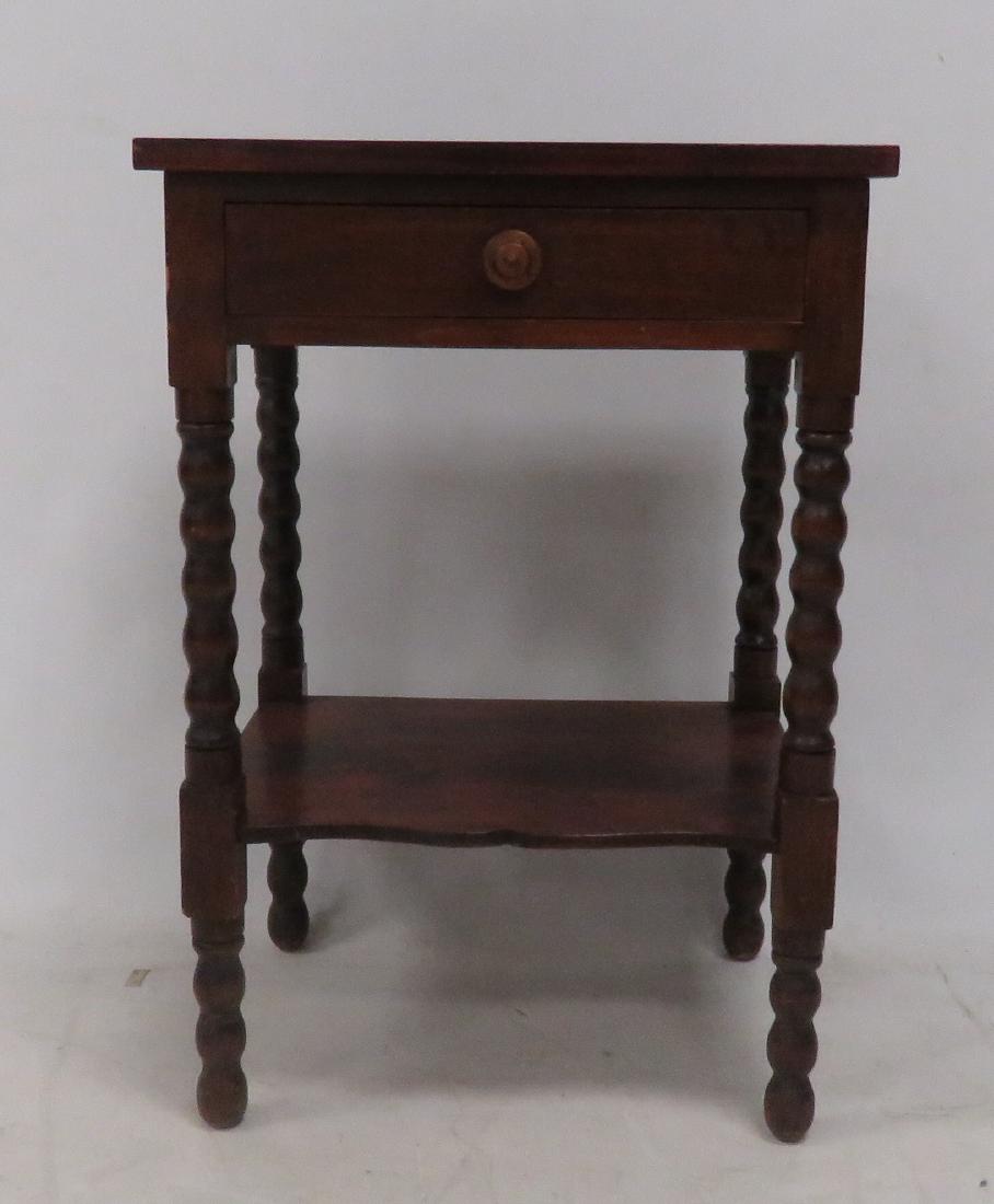 PINE SINGLE DRAWER WORK STAND, 19TH CENTURY. HEIGHT 29"; (1 of 3)