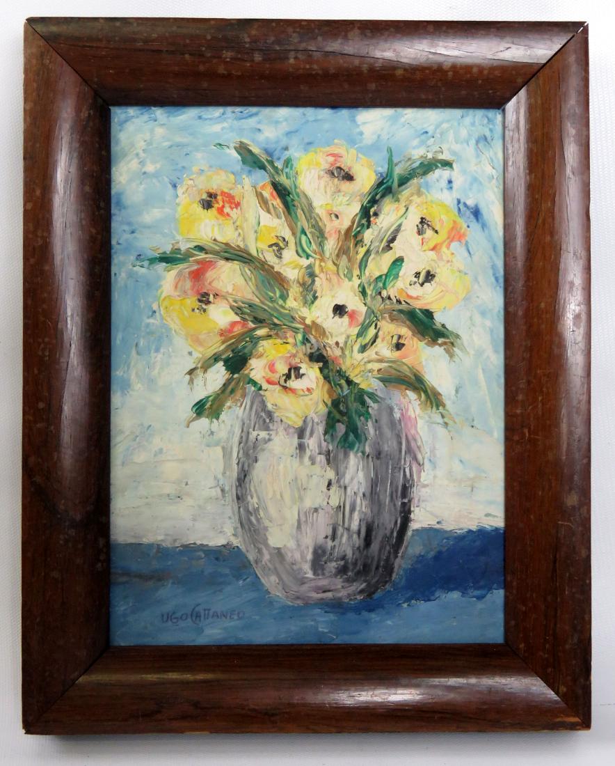 UGO CATTANEO (ITALIAN 1907-), OIL ON CARDSTOCK, VASE (1 of 3)