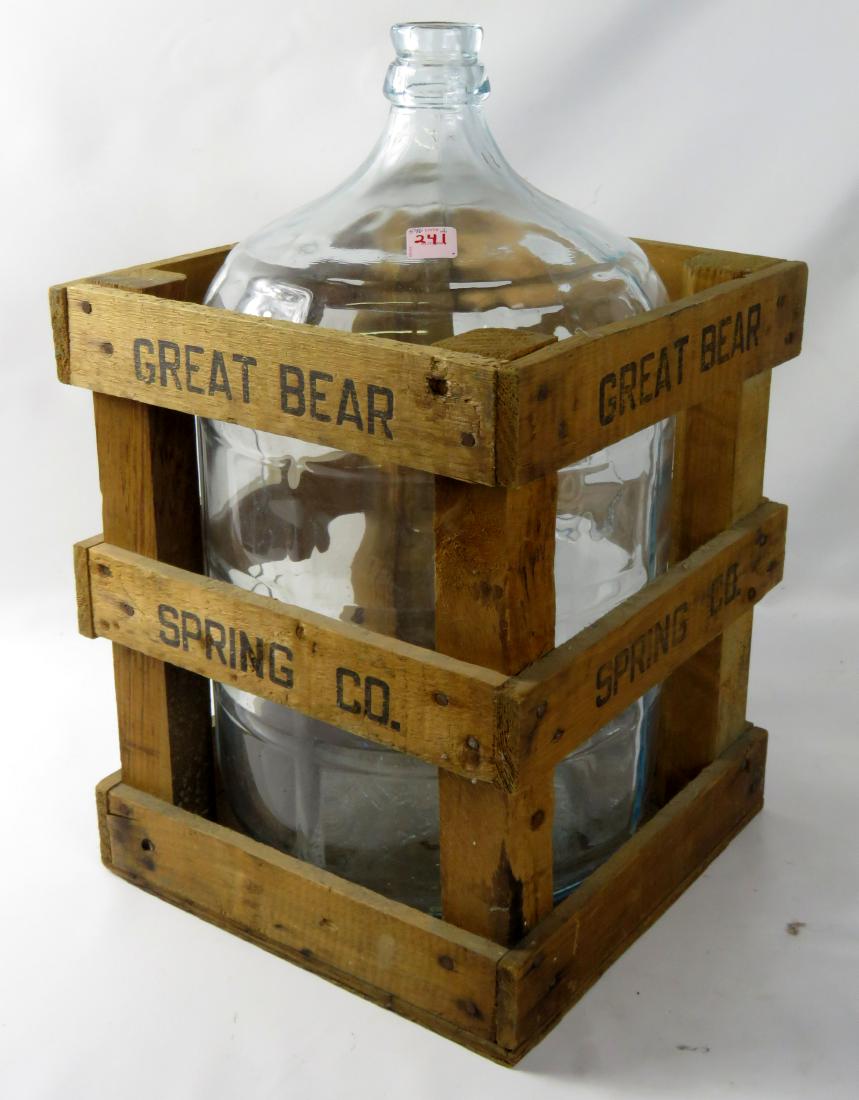 VINTAGE GREAT BEAR SPRING WATER BOTTLE WITH WOOD CRATE (1 of 1)