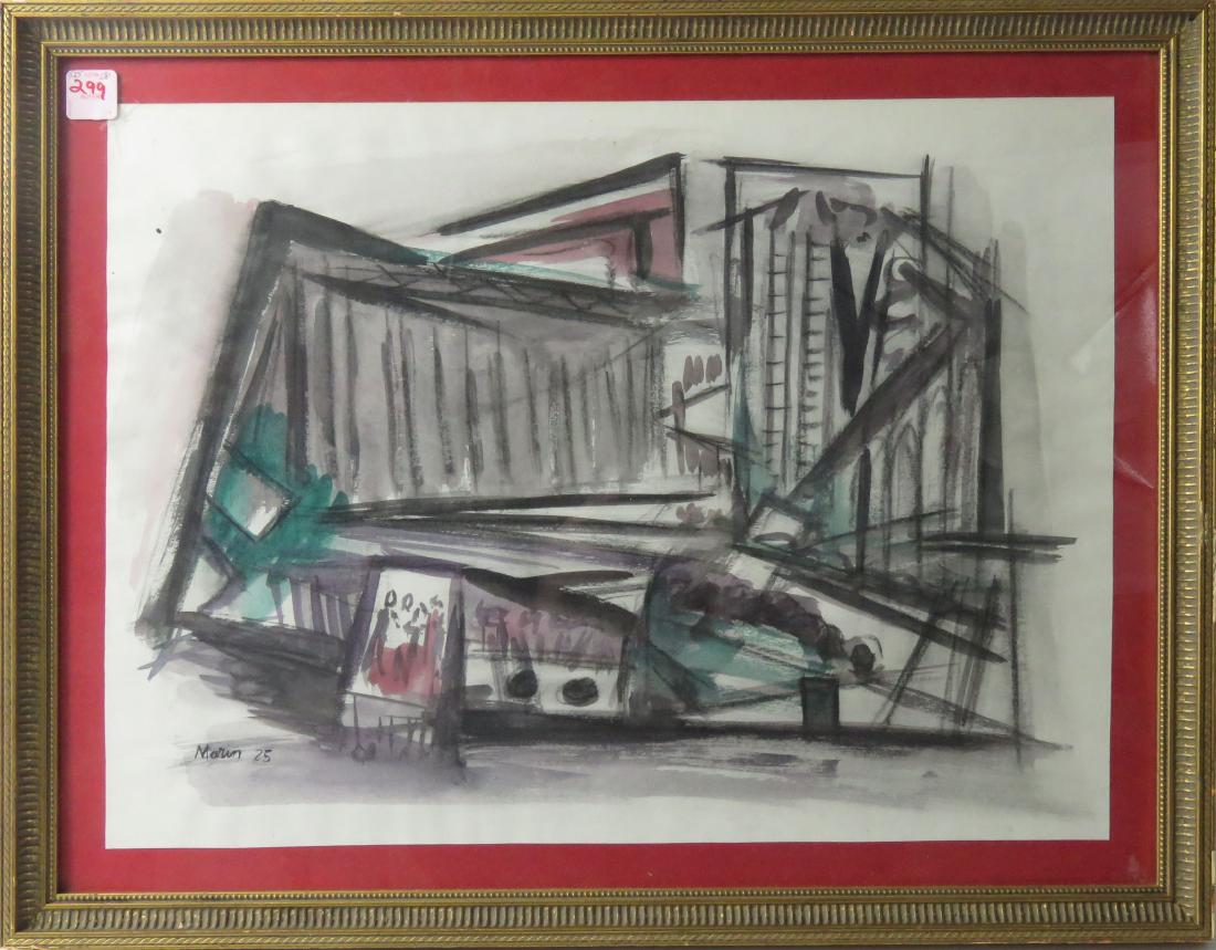 AMERICAN SCHOOL (20TH CENTURY), WATERCOLOR, CITISCAPE, (1 of 2)