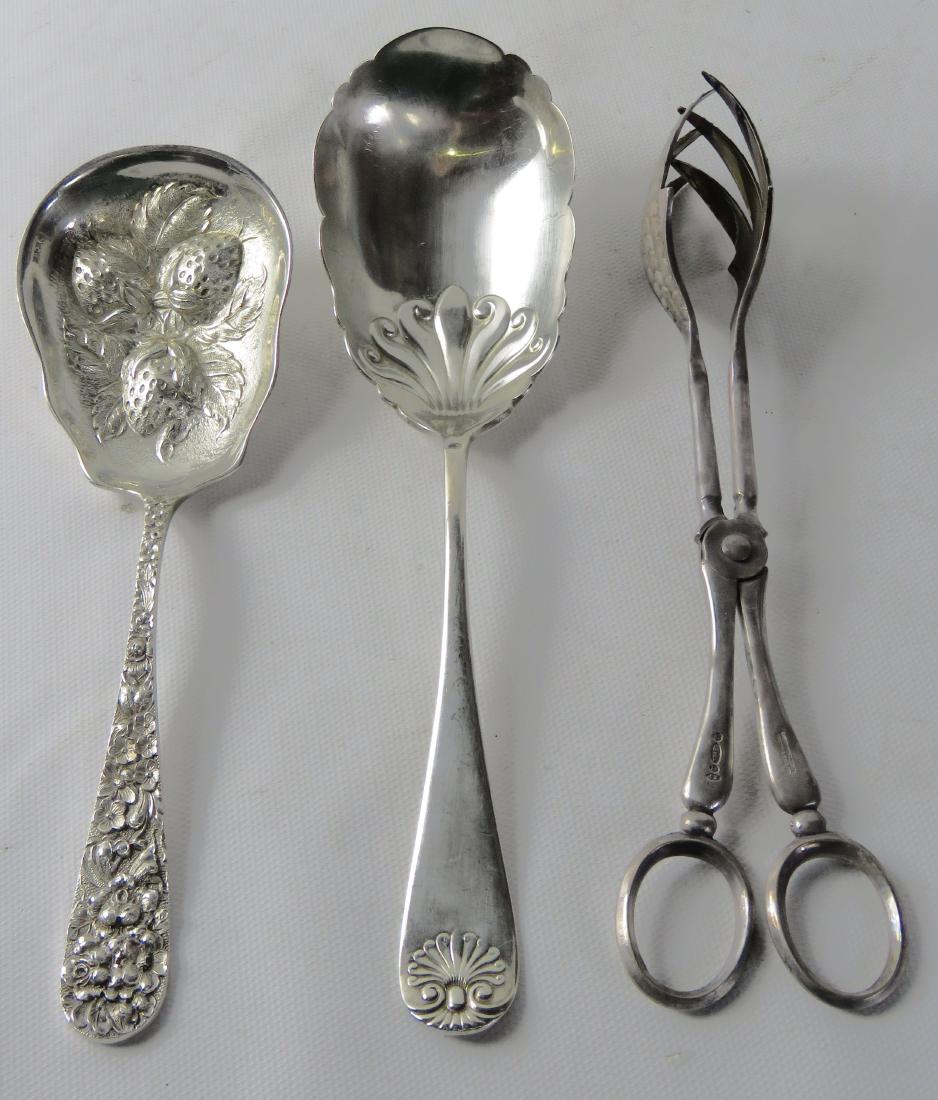 LOT (3) INCLUDING STEIFF STERLING BERRY SPOON, LENGTH (1 of 1)